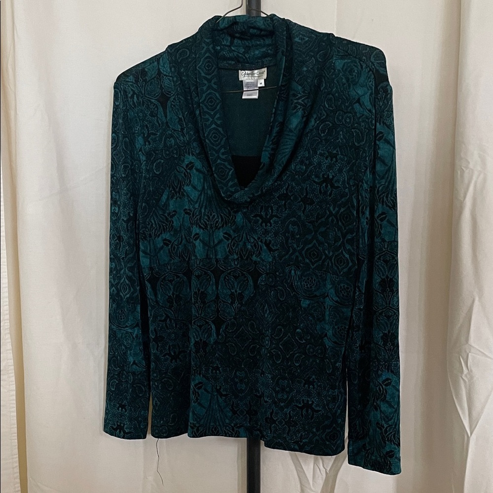Coldwater Creek Emerald Velvet Blouse